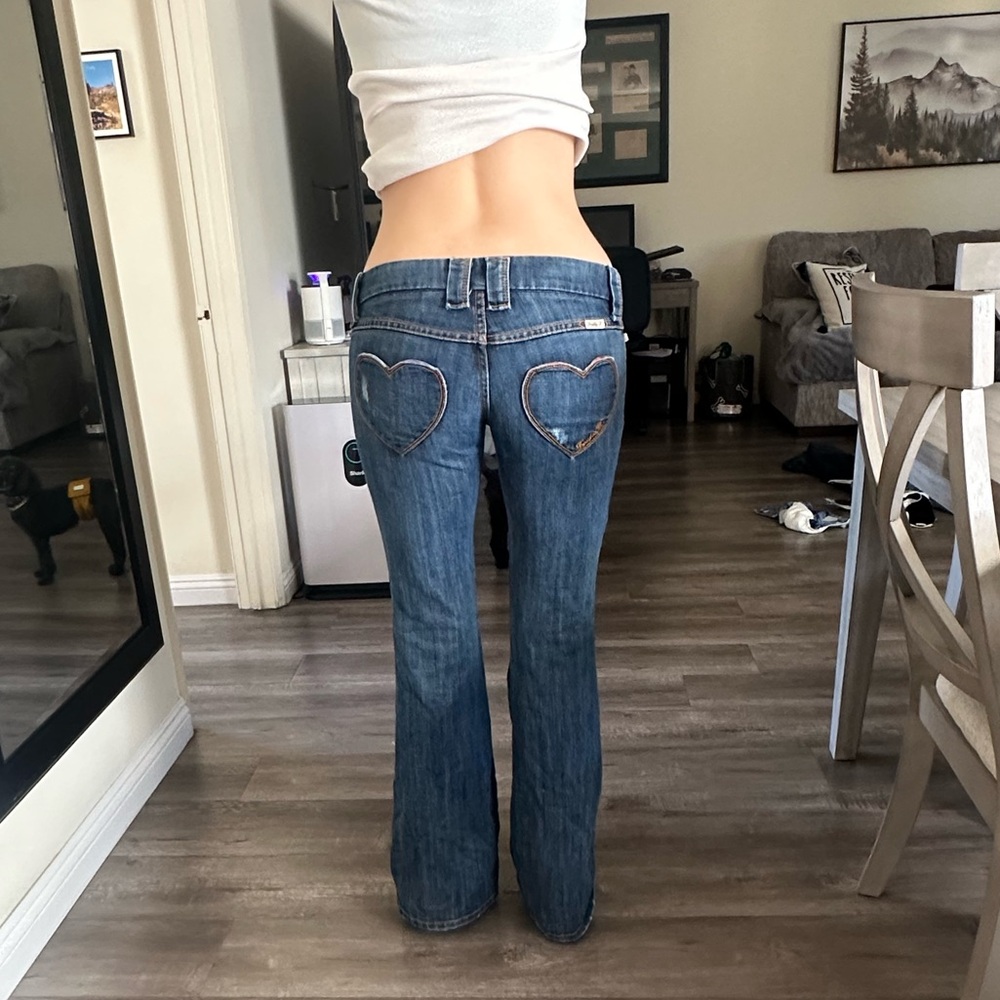Frankie B. Blue Heart Pocket Flare Jeans - Picture 11 of 13